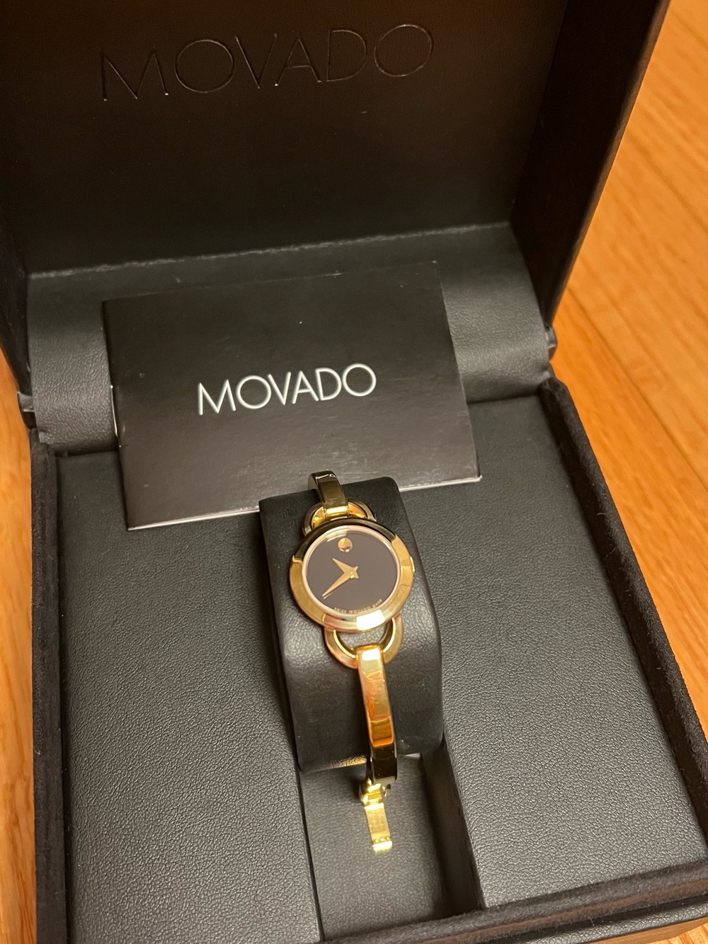 Movado Gold and Black Women's Bangle Watch